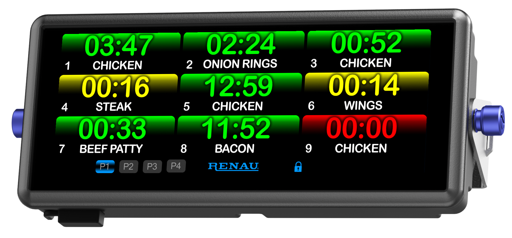 The T-2268 Renau Smart Kitchen Timer is a modern take on the traditional commercial kitchen timer. Use as a cook, hold, or process timer and simultaneously track up to 96 timers.